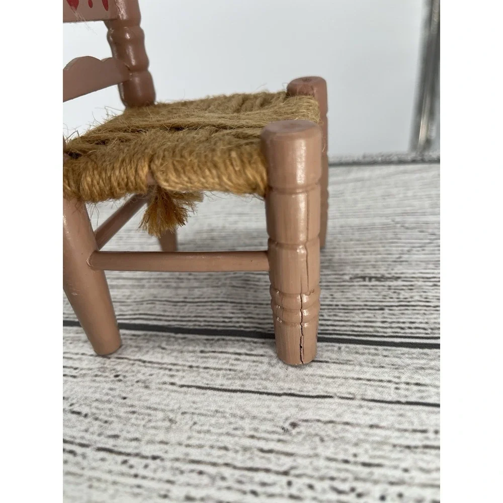 Vintage doll's wooden Chair  With Heart Design